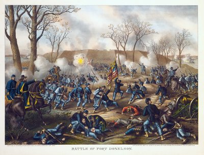 Union Soldiers in the Foreground, Some Wounded and Some Fighting Confederate Soldiers in the Background by Unknown